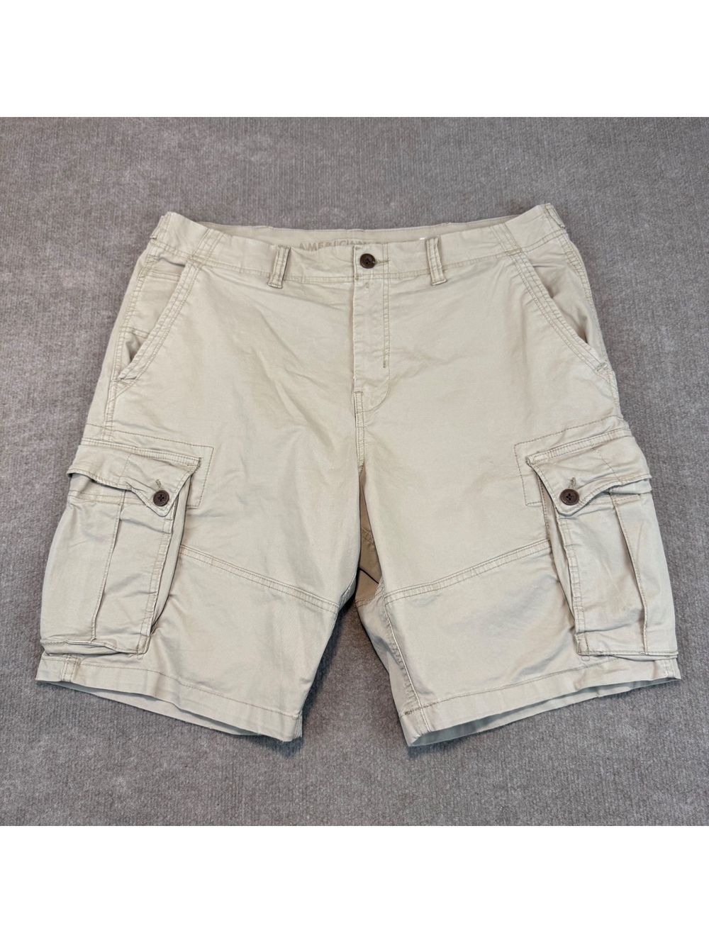 American Eagle Classic Flex Khaki Cargo Shorts Mens 38 Casual Gorp Utility